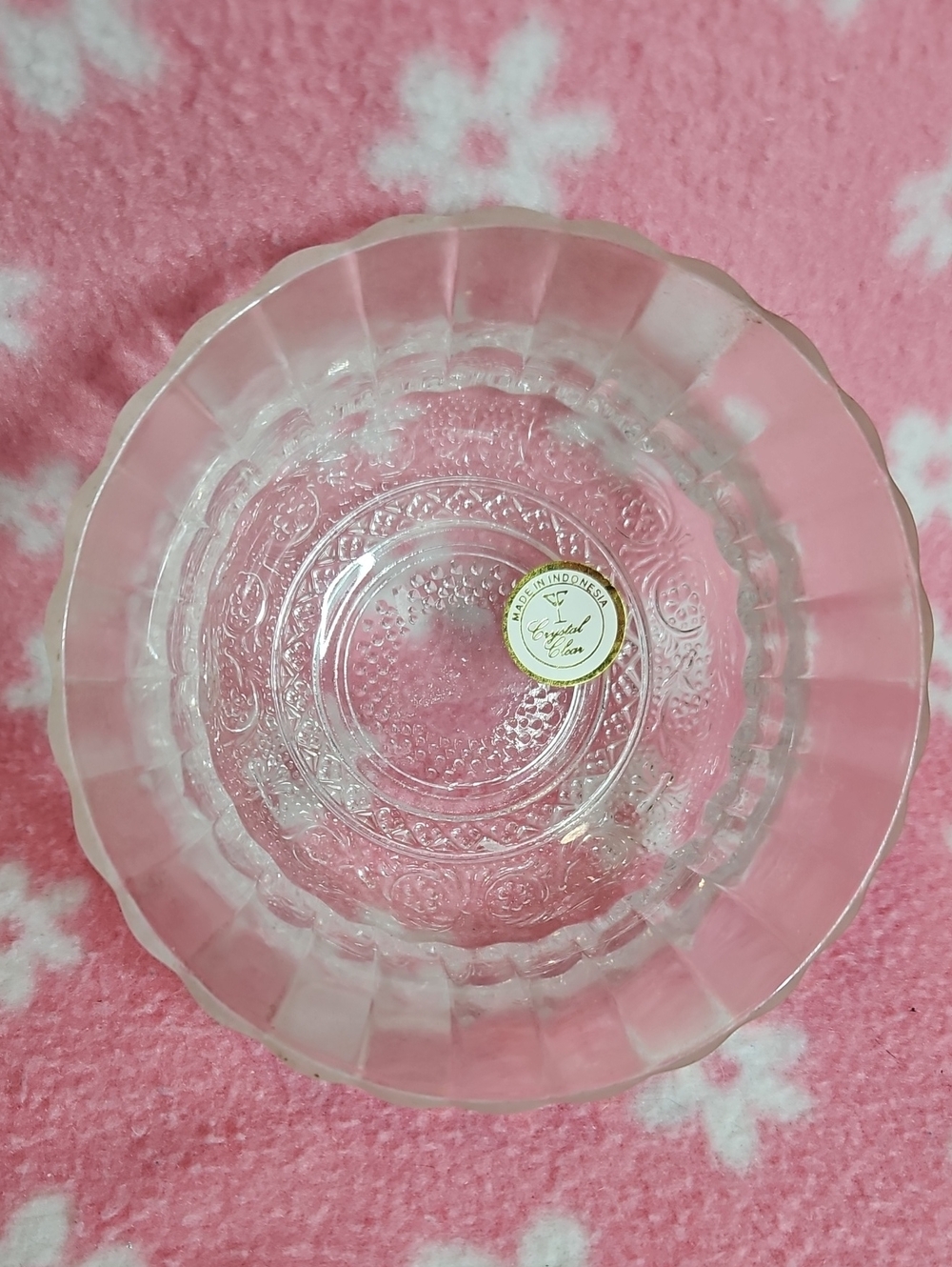 Vintage KIG Indonesia Pressed Glass Berry Bowl